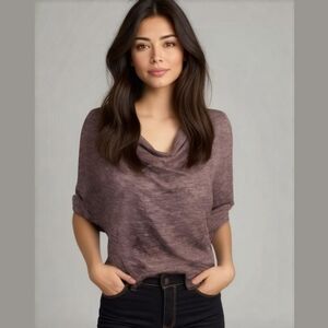 Jennifer Lopez dolman sleeved top, pink and black heathered, size S